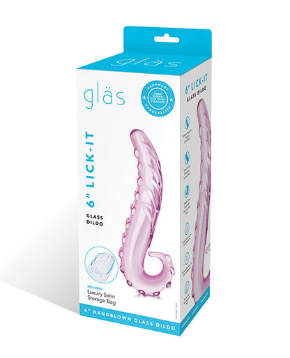 Gode en verre 6" | Gode en verre Lick-it | Gode incurvé rose | Gode réaliste texturé