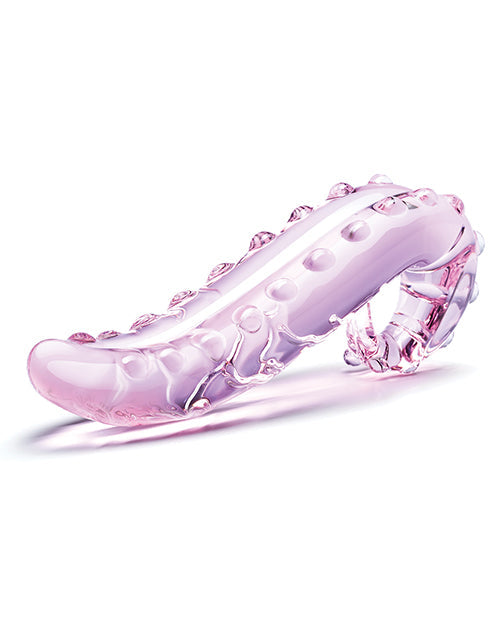 Gode en verre 6" | Gode en verre Lick-it | Gode incurvé rose | Gode réaliste texturé