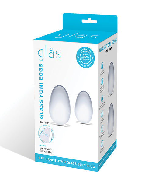Set de 2 huevos Yoni de cristal Glas, transparente