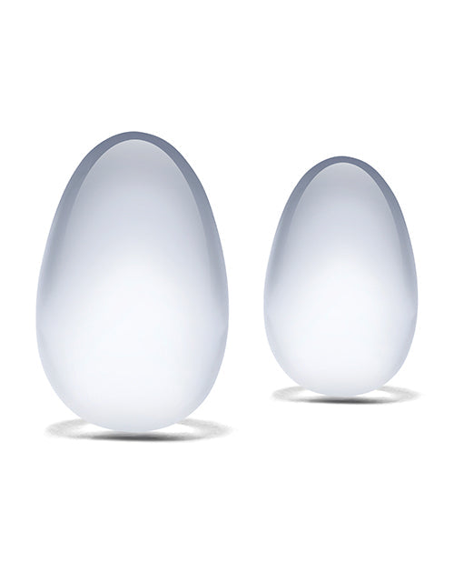 Set de 2 huevos Yoni de cristal Glas, transparente