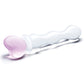 Gode ceinture grand format 20 cm | Gode en verre Sweetheart | Gode rose transparent | Gode réaliste en forme de cœur | Grand gode