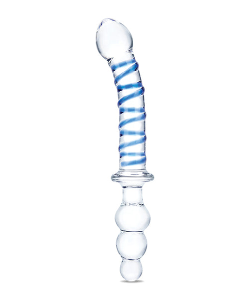Dildo grande de cristal de 25 cm | Dildo doble Twister | Dildo realista de doble extremo | Dildo de cristal azul