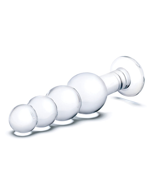Glas Plug Anal con Cuentas de Vidrio de 7.25" - Transparente