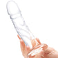 Grand godemichet en verre de 7" | Godemichet réaliste transparent | Godemichet en verre courbé avec veines