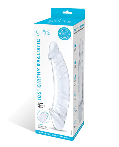 Gode ceinture de 26,7 cm | Godemiché réaliste et épais | Godemiché en verre incurvé | Double gode transparent
