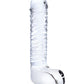 Gros gode en verre de 8" | Gode réaliste nervuré | Gode en verre point G avec testicules | Grand gode transparent