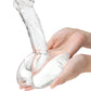 Dildo grande de cristal de 7.5" | Dildo realista de pie para montar | Dildo de cristal curvado con base de estabilidad