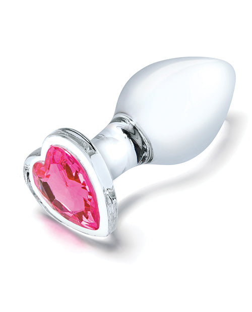 Glas Kit de entrenamiento anal de cristal con joya en forma de corazón de 3 piezas