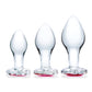 Glas Kit de entrenamiento anal de cristal con joya en forma de corazón de 3 piezas