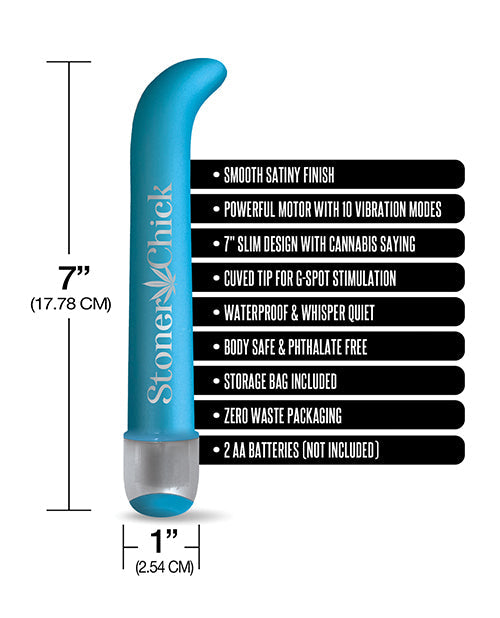 Vibrador de punto G de 7" zumbante - Stoner Chick Azul