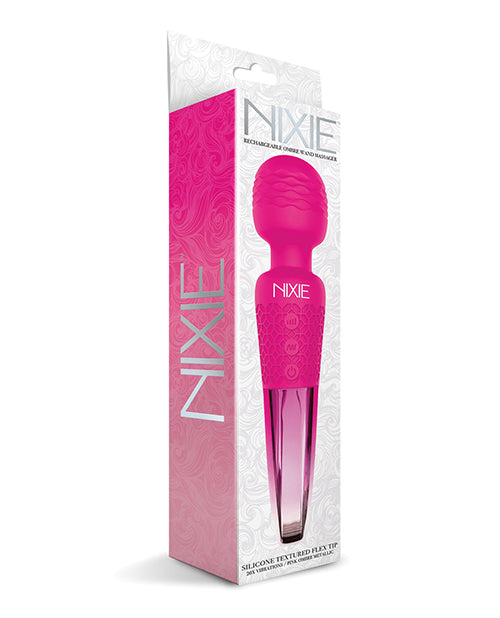 Masajeador de varita recargable Nixie - Degradado metálico rosa