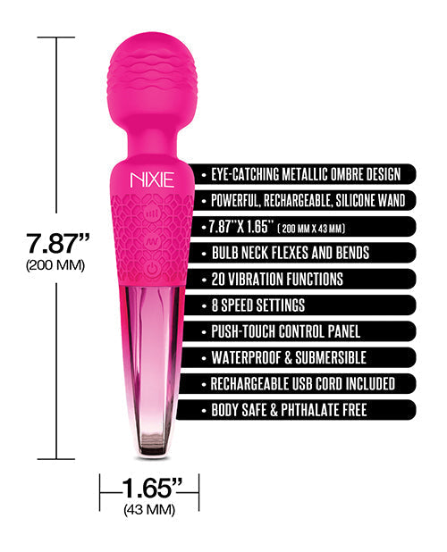 Masajeador de varita recargable Nixie - Degradado metálico rosa