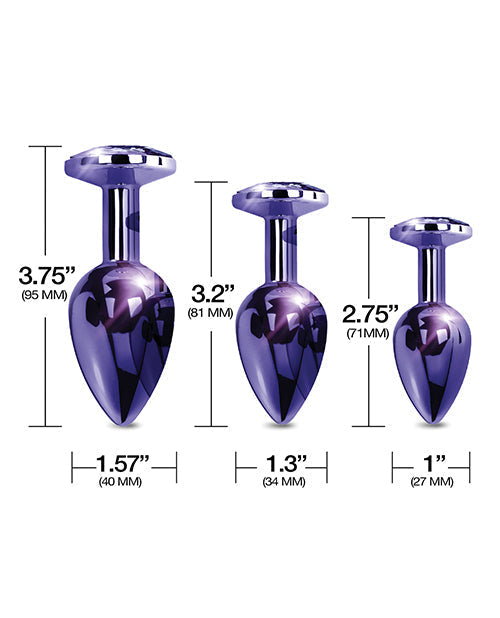 Ensemble d'entraînement Nixie de plug anal en métal avec bijou incrusté – Violet Métallique