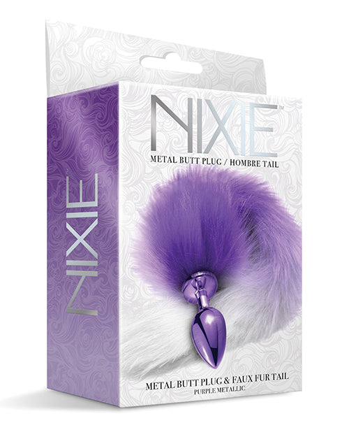 Nixie Plug anal métallique avec queue en fausse fourrure - Violet métallisé