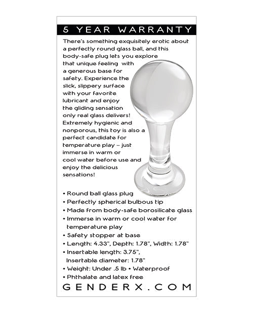 Gender X The Baller  Glass Plug - Clear