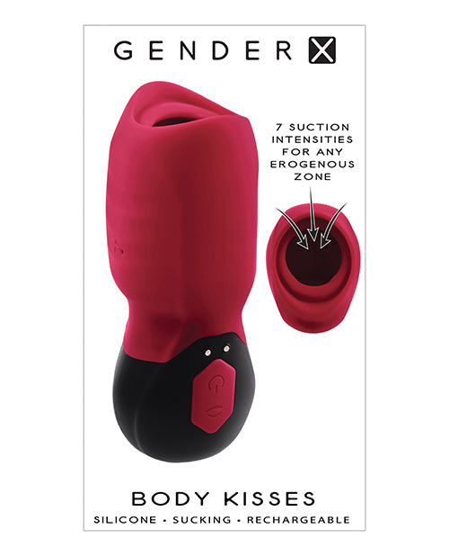 Masajeador de succión vibratorio Gender X Body Kisses - Rojo/Negro
