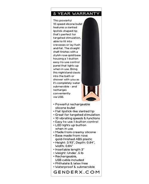 Genre X La Balle Rechargeable en Silicone Le Gold Standard - Noir/Or Rose