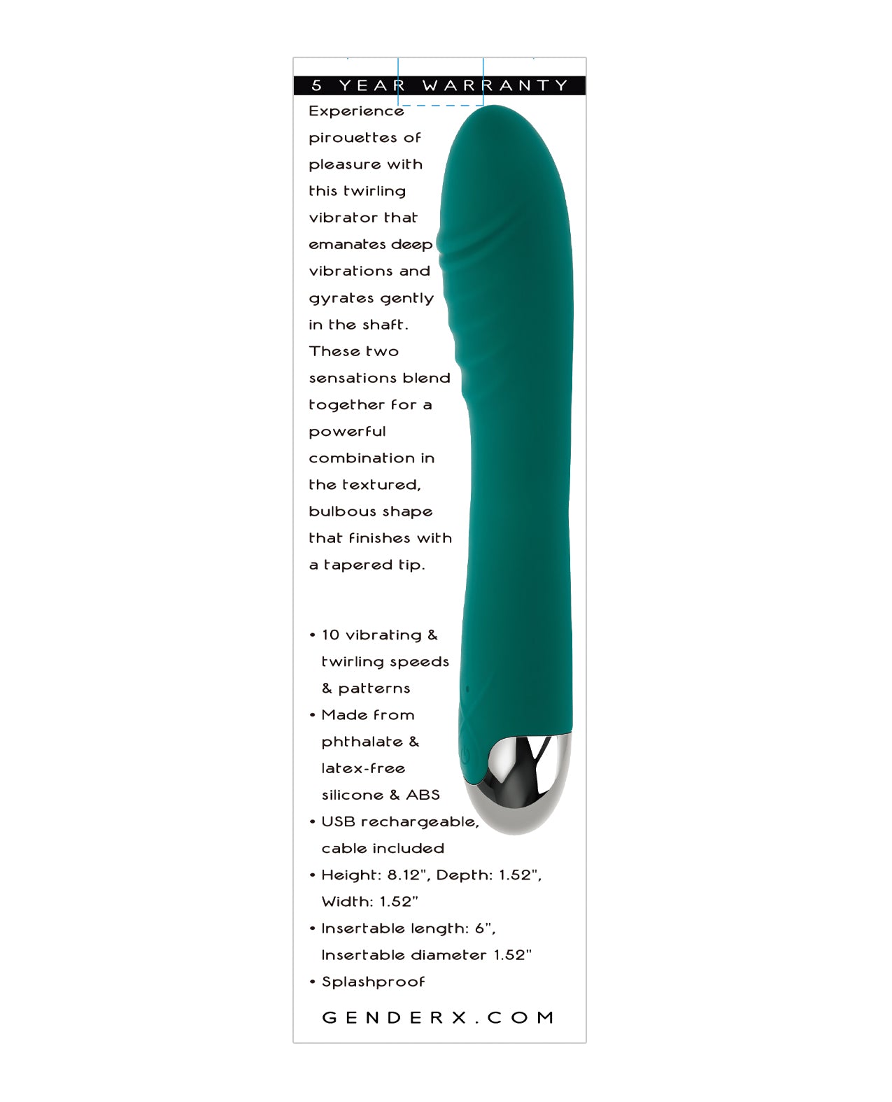Vibreur Pirouette Twirling unisexe – Sarcelle