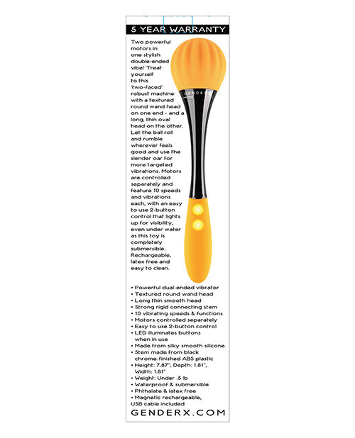 Vibromasseur double embout Tournesol Genre X - Jaune