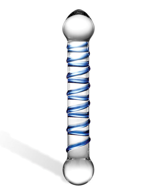 Dildo grande de cristal de 6.5" | Dildo espiral realista | Dildo de cristal espiral azul | Dildo de frío/calor seguro para el cuerpo