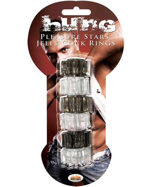 Anneaux vibrants pour verge Hung Pleasure Stars Jelly - Noir/Transparent
