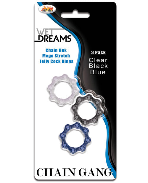 Wet Dreams Chain Gang Cock Rings - Paquet assorti de 3
