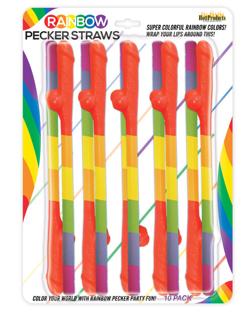 Paquet de 10 pailles arc-en-ciel en forme de pénis