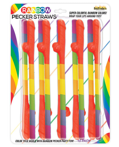 Paquet de 10 pailles arc-en-ciel en forme de pénis