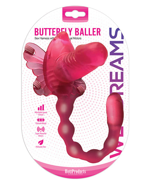 Harnais à godemichet Wet Dreams Butterfly Baller – Rose