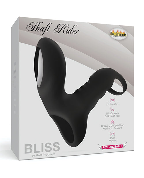 Anneau vibrant pour pénis Bliss Shaft Rider - Noir