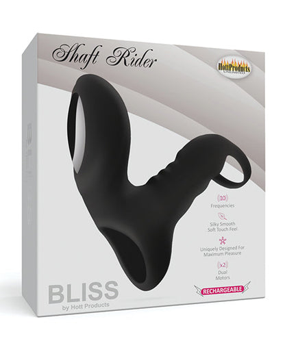 Anneau vibrant pour pénis Bliss Shaft Rider - Noir