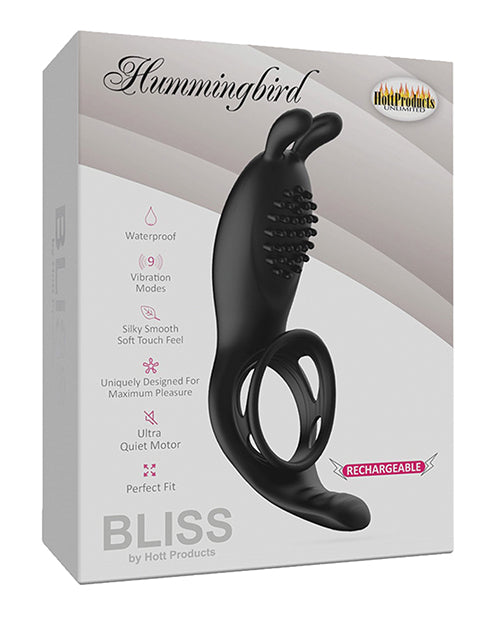 Anneau vibrant pour pénis Bliss Hummingbird - Noir