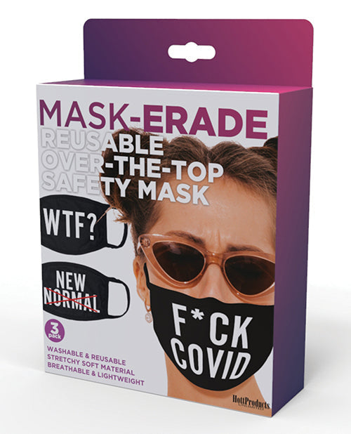 Hott Products Máscaras Mask-erade - F Covid/WTF?/Nueva normalidad (Paquete de 3)