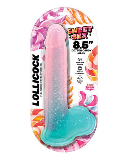 Gros gode sucré de 21,5 cm | God réaliste Lollicock saveur barbe à papa | God ventouse multicolore