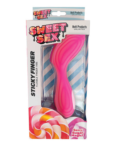 Dulce Sexo Dedo Adhesivo Vibrador de Dedo Flexible - Magenta