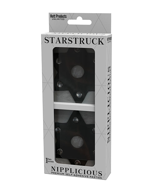 Cache-tétons Nipplicious Starstruck en cuir avec clous et trou pour le téton - Noir