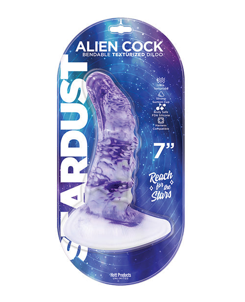Gode réaliste Stardust Alien | Gros gode texturé en silicone de 18 cm | Gode violet