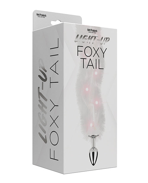 Plug anal Foxy en fausse fourrure lumineuse - Blanc