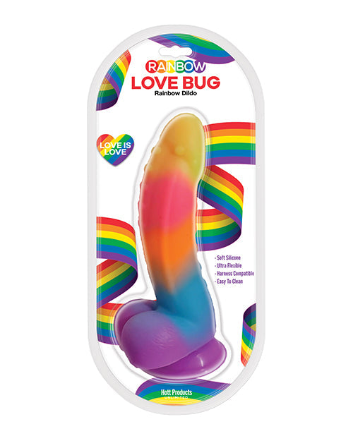 Gros gode Love Bug | Gode ventouse arc-en-ciel | Gode réaliste Pride | Gros gode de 18 cm