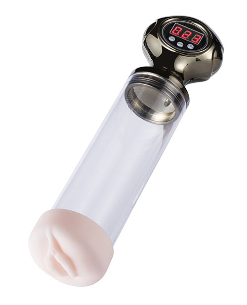 Copa de masturbación masculina con forma de pene y bomba de agrandamiento - Transparente