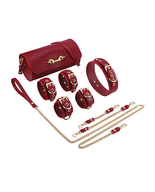 Kit de Contrainte en Cuir Luxueux Kinky Play Box Federico - Rouge