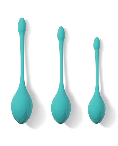Juego de bolas chinas Bluebell Floral de 3 tamaños y pesos para ejercicios de Kegel - Azul