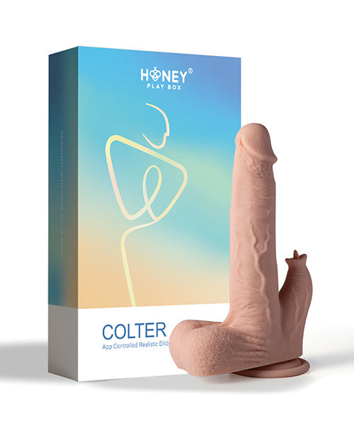 Vibrador Colter controlado por aplicación | Dildo realista marfil | Dildo grande de 8.5" | Vibrador con movimiento con estimulador de clítoris