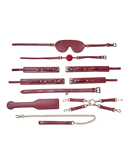 Kit de bondage Kinky Play Box Pasión Roja de 8 piezas - Rojo
