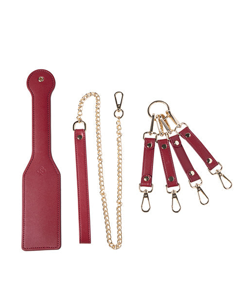Kit de bondage Kinky Play Box Pasión Roja de 8 piezas - Rojo