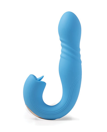 Vibrador Joi de empuje de punto G y estimulador de clítoris controlado por aplicación - Azul