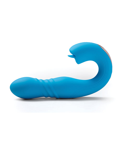 Vibrador Joi de empuje de punto G y estimulador de clítoris controlado por aplicación - Azul