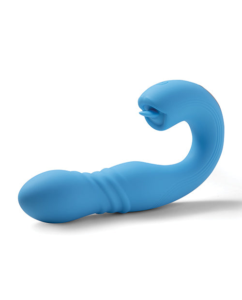 Vibrador Joi de empuje de punto G y estimulador de clítoris controlado por aplicación - Azul