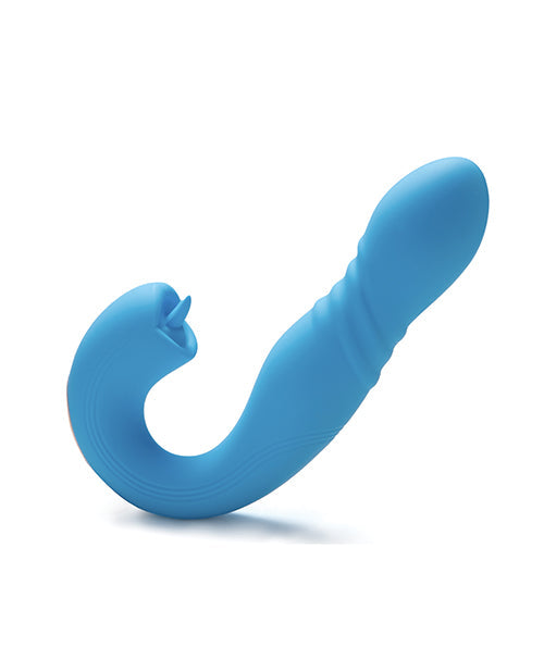 Vibrador Joi de empuje de punto G y estimulador de clítoris controlado por aplicación - Azul