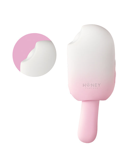 Masticable, con ventosa, golpeteo y vibración Crema Estimulante en Paleta - Rosa/Blanco